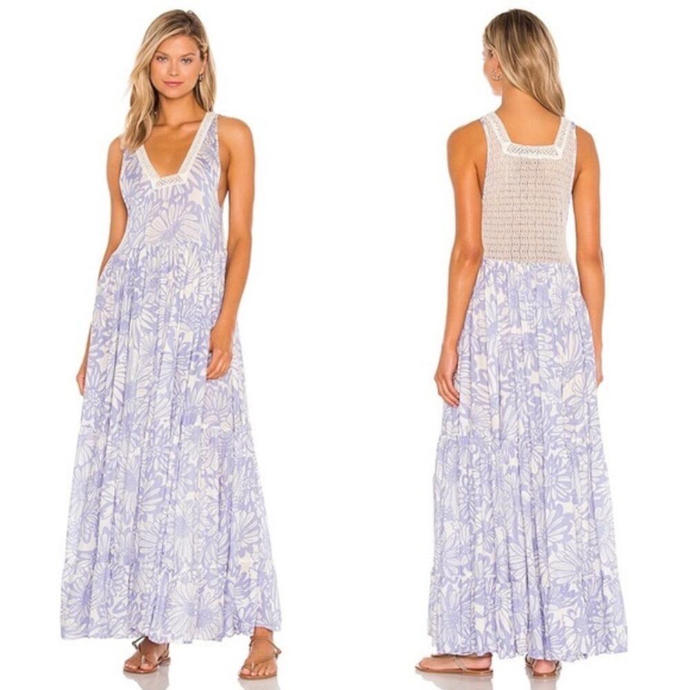 Free People Intimately Tiers For You Maxi Dress Size Medium Cornflow Purple